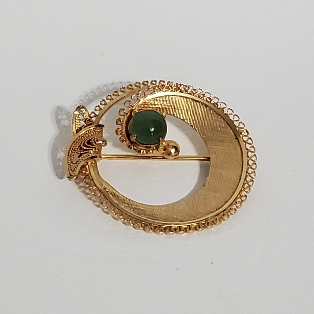 Sorrento Gold Filled Brooch Jade 1 20 12KGF